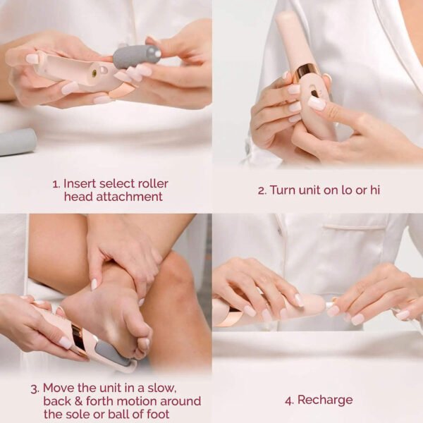 Electric Foot Callus Remover Kit – Rechargeable Pedicure Tool with 2 Rollers & Foot Care Accessories - Image 4