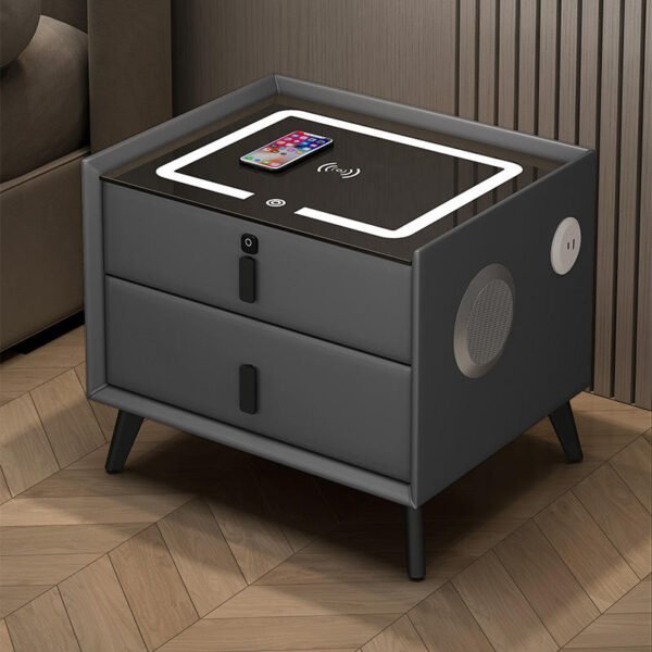Smart Bedside Cabinet, Wireless Charging, Bluetooth Speaker, USB Charging Port, Finger Print - Image 3